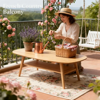 Table basse en chêne massif avec étagère de rangement, bureau naturel pour bureau à domicile, montage facile