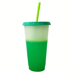 Gobelets en plastique personnalisés de 24 oz à changement de couleur avec logo imprimé, compatibles lave-vaisselle, avec couvercles et pailles, commandes en gros - Product Image 4