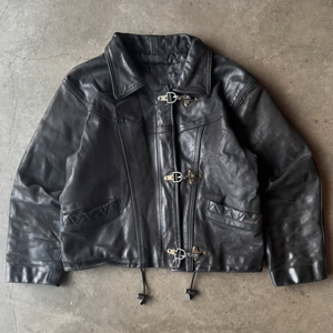 Chaqueta de Cuero Acolchada para Hombre con Logotipo Personalizado OEM, Estilo Motociclista Urbano, Cuello Camisero, Chaqueta Cuadrada de Cuero con Cierre de <span class=keywords><strong>Bombero</strong></span> - Product Image 2