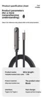 Nouveau câble de charge tressé pliable 240W avec support coudé Type-C, charge rapide 6A, connecteur C-C, transfert de données pour téléphone portable