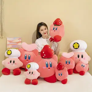 New Style Chef Hat Star Kirby Anime Plush Toys Stuffed Animal Toys Pink Plush Doll Big Head Kirby Pillow Long-eared Kirby Toys