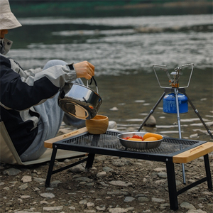 Tùy Chỉnh Chất Lượng Xách Tay Nhỏ Gỗ Xử Lý Thấp Boho Dã Ngoại Ngoài Trời Nướng Thịt Nướng Kim Loại Sắt Gấp Cắm Trại Lưới Bảng - Product Image 5