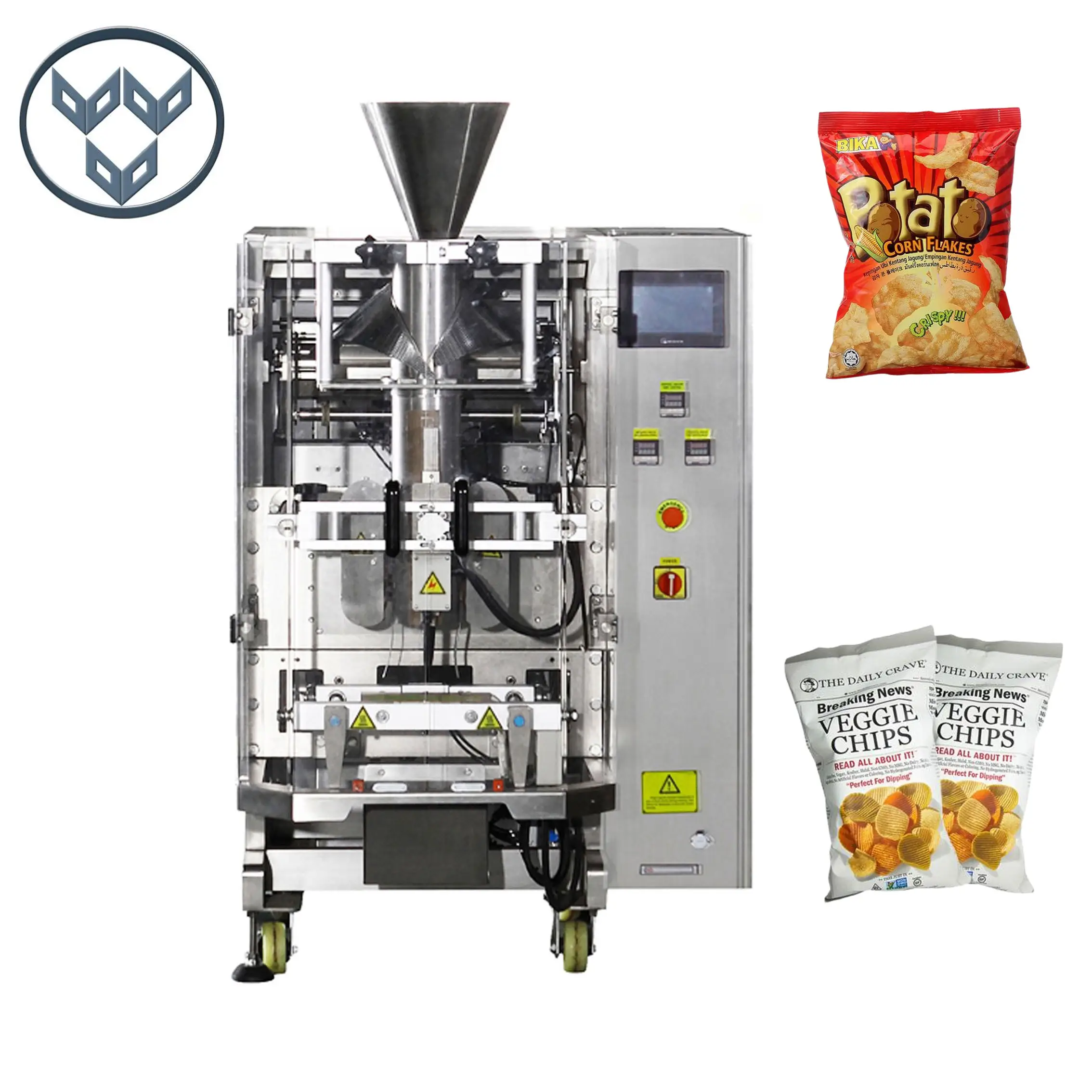 Автоматическая многофункциональная упаковочная машина для взвешивания чипов, закусок, вертикальная упаковочная машина