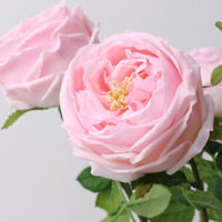 Tiges de roses artificielles au toucher réel, bouquet de mariage en soie, roses artificielles roses, décoration de fête et de maison