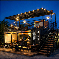 Restaurant en conteneur préfabriqué, conversion de conteneur maritime écologique avec aménagement personnalisé pour les entrepreneurs en restauration en démarrage.