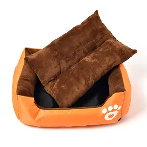 冬のプリント犬犬小屋綿ウールペット犬小屋ケージ防水咬傷に強い正方形のペットベッド