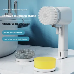 Wholesale Multifunctional Automatic Cleaning <b>Brush</b> Steel <b>Wire</b> Plastic Handle Portable for Household Use Kitchen Bathroom - Product Image 1
