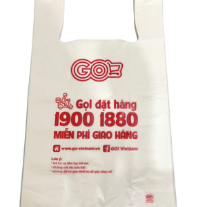 Eco Friendly HDPE <b>Plastic</b> Shopping <b>Bags</b> Custom Logo Printed Carry Handle <b>Bags</b> - Product Image 1