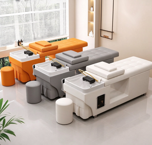 Fauteuil de lavage moderne pour salon de coiffure et spa, avec bac de lavage et lit de lavage en cuir PU, station de lavage capillaire professionnelle - Product Image 1