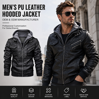 Veste en cuir pour homme, style motard, en cuir PU polyester vieilli, matériau de qualité supérieure, grandes tailles