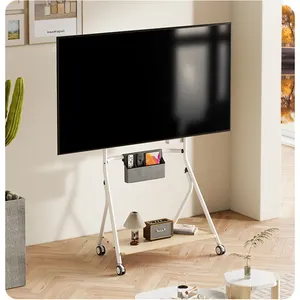 Soporte de suelo de TV móvil portátil Art TV Cart para televisores de pantalla de Panel curvo plano LED LCD de 70/75/80/85 pulgadas hasta 176 lbs