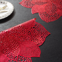 Womei JH8126 Sets de table classiques en PVC écologique, design rond avec fleurs et motifs métalliques, pour la décoration de table de Noël, de mariage ou de dîner