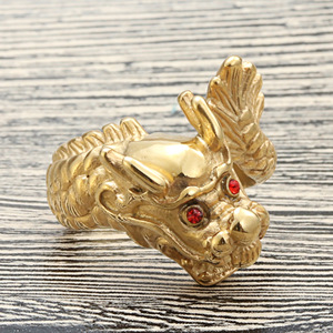 Dragon <b>Ring</b> Gold Men's Punk Style Animal Shape Retro <b>Skull</b> Jewelry Gift - Product Image 3