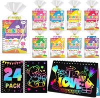 Personnalisé 24 paquets dessin dessin à gratter pour enfants dessin animé mignon avec bâton couleur livre à gratter