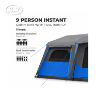 Tente de camping familiale instantanée Kawagebo Kamp (KK) pour 9 personnes, installation facile, avec auvent complet