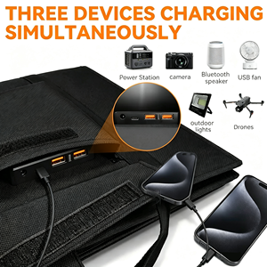 แผงโซลาร์เซลล์แบบพับได้ Alecter 90W โมโนคริสตัลไลน์ 18V DC พร้อมพอร์ต USB DC สำหรับชาร์จไฟแบบพกพา เหมาะสำหรับการเดินป่ากลางแจ้ง - Product Image 6