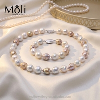 Ensemble de colliers et bracelets avec perles naturelles d'eau douce, bijoux colorés, mélange de couleurs, style Baroque, 11-12mm, offre spéciale