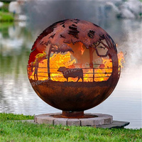 Boule de feu extérieure en acier Corten pour décoration de jardin