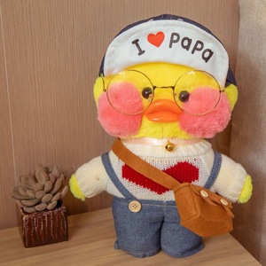<span class=keywords><strong>LALAFANFAN</strong></span> Adorable Peluche de Noël Douce avec Vêtements Amovibles à Oreilles de Lapin, Remplie de Coton PP, Superbe Jouet Canard, Cadeau Idéal pour Enfants - Product Image 5