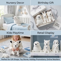 Peluche Animale Polaire Réaliste : Phoque, Renard Arctique, Léopard des Neiges – Doudou en Coton PP Ultra Doux et Écologique