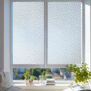 Film adhésif statique translucide FANNA WHT en PVC, motif fleurs blanches givrées, épaisseur 2 mil, pour fenêtre, intimité et décoration intérieure - Vente en gros - Product Image 6