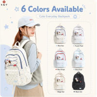 Sac à dos scolaire mignon pour enfants, résistant à l'eau, en polyester, avec breloque en peluche amovible, plusieurs poches pour un usage quotidien
