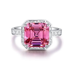 แหวนเพชร CZ หรูหราคลาสสิกทรงสี่เหลี่ยมสีชมพู 5 กะรัต ประดับเพชรเม็ดเดี่ยว เงินแท้ S925 แหวน<span class=keywords><strong>พลอย</strong></span> เหมาะสำหรับงาน<span class=keywords><strong>แต่งงาน</strong></span> ของขวัญสำหรับผู้หญิง - Product Image 1