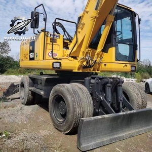 Excavatrice sur pneus Komatsu PW160 d'<span class=keywords><strong>occasion</strong></span> avec moteur Komatsu SAA4D107E, prête à l'emploi, prix bas pour travaux routiers municipaux - Product Image 2