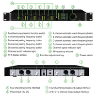 Système de microphone sans fil professionnel UHF M300 True Diversity 4 canaux 120 MHz FBX Anti-Hurlement Synchronisation Automatique Récepteur Longue Portée