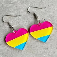 Anting Bunga Daisy Gradasi 2D Datar Lucu Akrilik Kreatif Bunga Ganda Pelangi Geometris Minimalis Multiwarna Berbentuk Hati