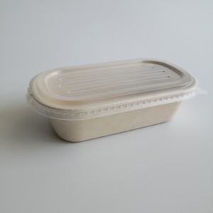 เป็นมิตรกับสิ่งแวดล้อมย่อยสลายได้ทิ้งข้าวสาลีฟางกระดาษเยื่อกระดาษ1000มิลลิลิตรถาดอาหารกลางวันที่มีฝาปิด - Product Image 4