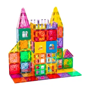 Juguetes magnéticos para niños, azulejos de construcción magnéticos 3D, juego de bloques de construcción magnéticos de tallo de Color claro, juguetes educativos para niños