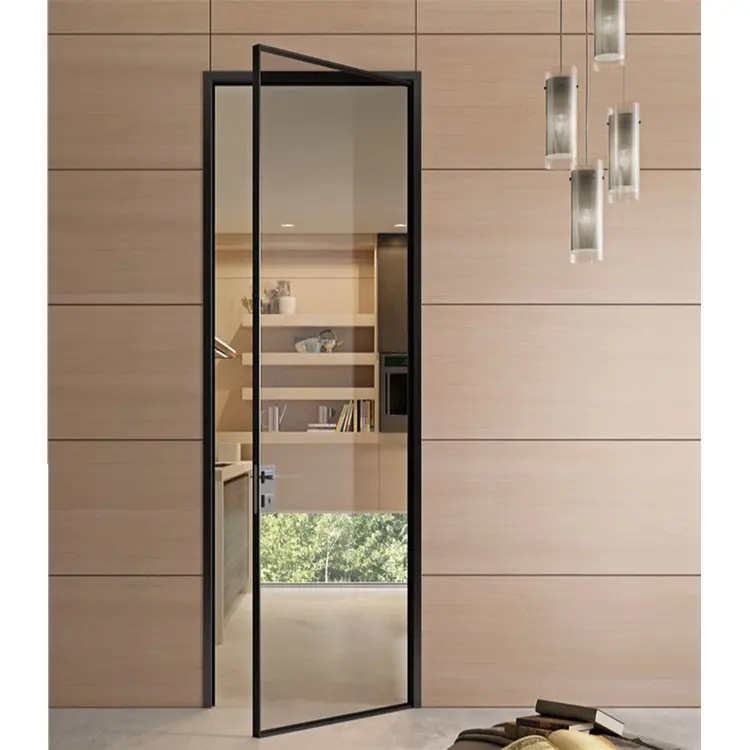 Puerta oscilante Extra estrecha para el Interior del baño, puertas de aluminio para el hogar