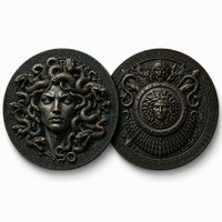 Pièce de monnaie commémorative personnalisée 3D en relief de la Méduse Gorgone, en bronze antique, sur le thème de la mythologie grecque, pièce de défi pour cadeau de luxe
