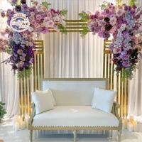 Nouvelle décoration de mariage romantique en acier inoxydable, scène de fête, décor de fond de bar doré