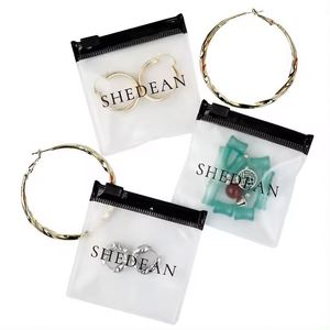 Jewelry Zipper Custom <b>Small</b> Plastic Clear Matte PVC Zipper <b>Bag</b> for Cosmetic Jewelry Packaging <b>Ziplock</b> Pouch - Product Image 1