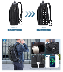 กระเป๋าเป้สะพายหลังสำหรับแล็ปท็อปขนาด 15.6 นิ้ว หนังแท้ คุณภาพสูง ทนทาน ขยายได้ รองรับมาตรฐาน TSA ขนาด 13.97 x 28.96 x 40.89 ซม. เหมาะสำหรับเดินทางและธุรกิจ ใช้ได้ทั้งชายและหญิง - Product Image 5