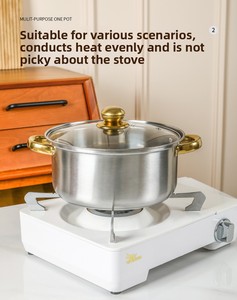 Juego de Ollas Moderno de Acero Inoxidable de 10 Piezas, Doble Fondo, Tapa de Vidrio, Interior Antiadherente, Apto para Lavavajillas y Horno, Multiusos, para Gas - Product Image 6
