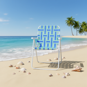 Chaise de plage pliable en aluminium durable avec sangles en tissu Oxford, mobilier d'extérieur de style côtier pour pique-nique, jardin, parc, pêche - Product Image 2