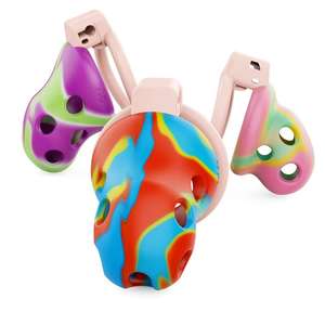 Di alta qualità Design in Silicone morbido blocco di castità maschile di piccole dimensioni impermeabile SM astinenza CB pene blocco Bondage con <span class=keywords><strong>6</strong></span> anelli Set - Product Image 4