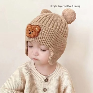 <span class=keywords><strong>Gorro</strong></span> de Punto para Niños con Bordado de Oso Lindo para Otoño e <span class=keywords><strong>Invierno</strong></span>, Cálido a Prueba de Viento y con Protección para los Oídos - Product Image 3