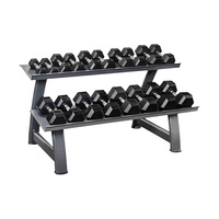 Dumbbell Heksagonal 2.5kg 5kg 10kg 20kg Berlapis Urethane Hitam Besi Cor untuk Latihan Kekuatan