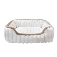 Nouvelle Arrivée - Coussin pour Animaux de Compagnie en Peluche Carré Quatre Saisons, Design Rayé Épais, Lit Confortable pour Chiens et Chats, Matelas pour Sommeil Profond, Utilisation Intérieure