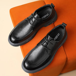 Chaussures Derby en cuir véritable pour hommes, à lacets, pour affaires, tenue formelle, bureau, carrière, quatre saisons, noir - Product Image 4