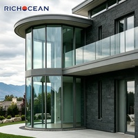Fenêtres architecturales RICHOCEAN en aluminium en forme d'arc, du sol au plafond, vitrage fixe, double vitrage Low-E
