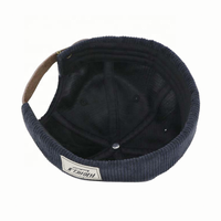 Gorra de béisbol con logotipo de etiqueta tejida sin ala, sombrero Docker de algodón de pana negra, gorras Sin borde personalizables, sombreros para hombres