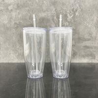 Nouveauté : Gobelets en plastique transparents modernes de 25 oz sans BPA, résistants, à double paroi, avec paillettes, transparents