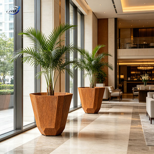 Macetas Modernas de Acero Corten para Exteriores, Diseño Geométrico Minimalista para Decoración de Centros Comerciales - Product Image 2