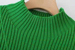 เสื้อกั๊กสั้นถักลายริบแบบพื้นฐานสำหรับผู้หญิง ยี่ห้อ Zevity ผลิตจากโพลีเอสเตอร์ คอสูง แขนกุด <span class=keywords><strong>ร</strong></span>ุ่นใหม่ - Product Image 4