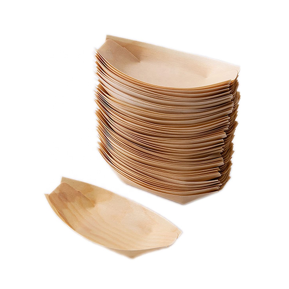 Одноразовые деревянные ремесленные лодки в форме тарелки Суши Лодка